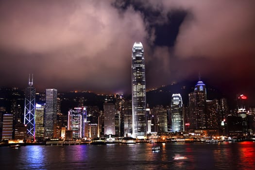 Hong Kong Harbor at Night from Kowloon Reflection