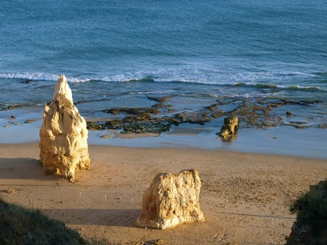 A lonely rock in the ocean. The effect of erosion