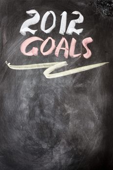 2012 New year goals written on a blackboard