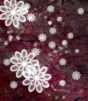 Chrysanthemum blossoms and textured background