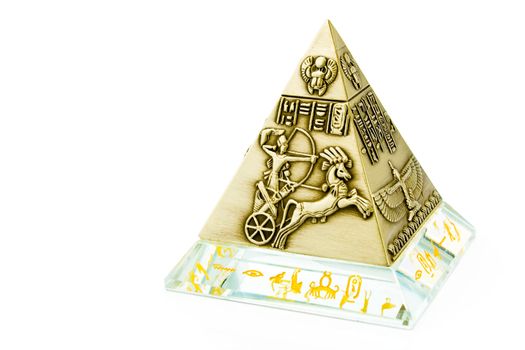 Brass Pyramid souvenir isolated on white