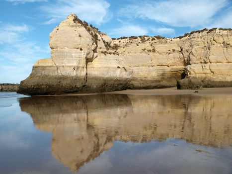 Colorful rock cliffs of the Algarve in Portugal