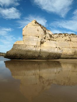 Colorful rock cliffs of the Algarve in Portugal