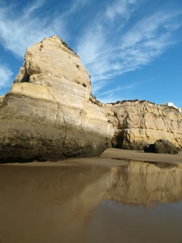 Colorful rock cliffs of the Algarve in Portugal
