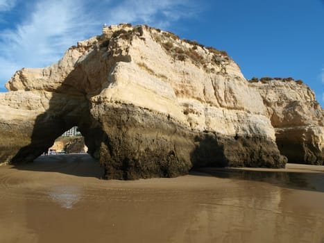 Colorful rock cliffs of the Algarve in Portugal