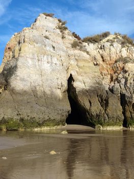 Colorful rock cliffs of the Algarve in Portugal