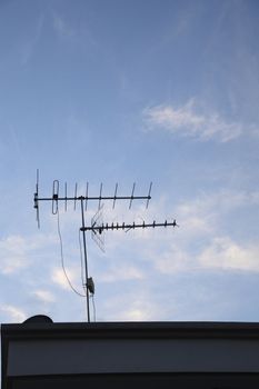 tv aerial against blue sky