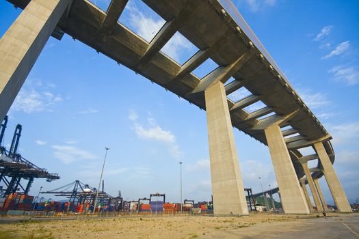 Under the bridge. Urban scene