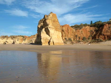 Colorful rock cliffs of the Algarve in Portugal