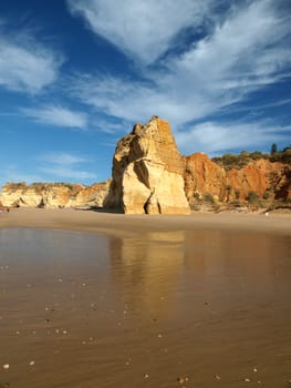 Colorful rock cliffs of the Algarve in Portugal