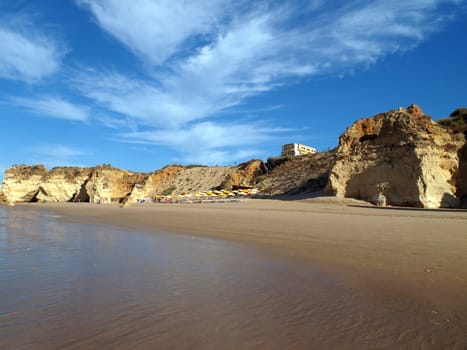 Colorful rock cliffs of the Algarve in Portugal