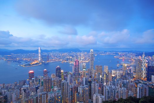 sunset of cityscape in Hong Kong 