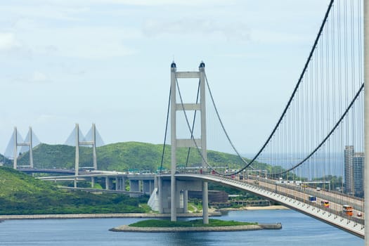 Tsing Ma Bridge, landmark bridge in Hong Kong 