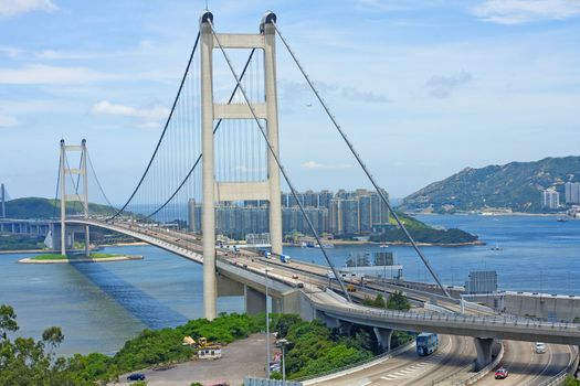 Tsing Ma Bridge, landmark bridge in Hong Kong 