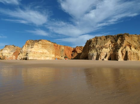 Colorful rock cliffs of the Algarve in Portugal