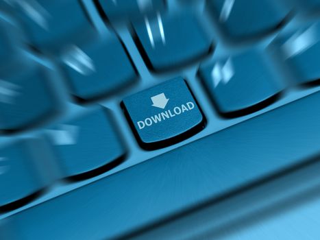 Internet Concept - Detail of Key With Download Sign on Keyboard