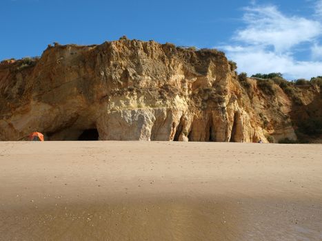 Colourful rocks and wonderful sands on the Algarve coast in Portugal 