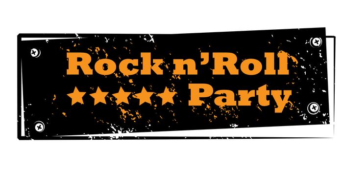 retro party music stamp for a night club or bar, rock n' roll seal with pop art design