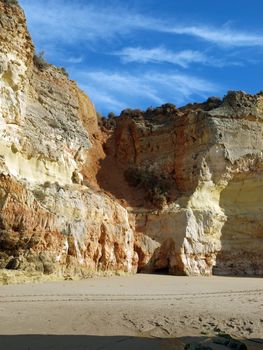 Colourful rocks and wonderful sands on the Algarve coast in Portugal 