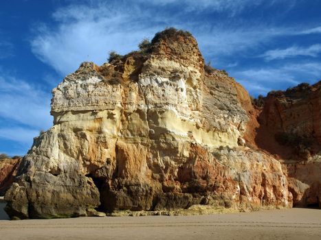 Colourful rocks and wonderful sands on the Algarve coast in Portugal 