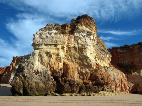 Colourful rocks and wonderful sands on the Algarve coast in Portugal 