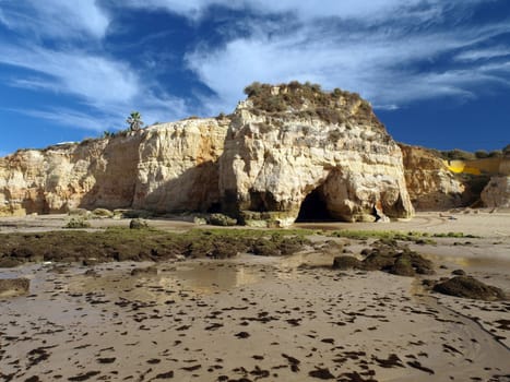 Algarve coast at low tide the ocean