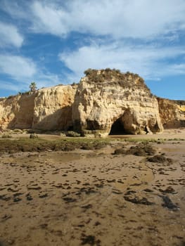 Algarve coast at low tide the ocean 
