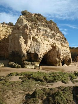 Algarve coast at low tide the ocean 
