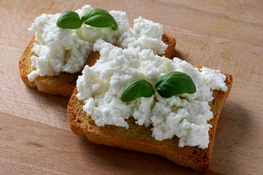 Toasts with cottage cheese