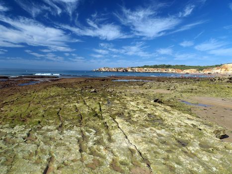 Algarve coast at low tide the ocean