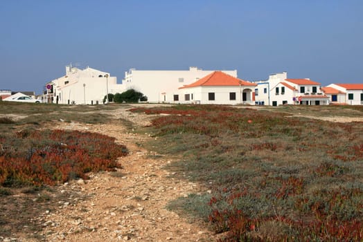 View on houses in village