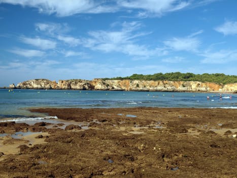 Algarve coast at low tide the ocean 
