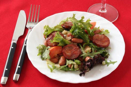 Salad with sausages