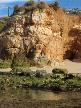 Algarve coast at low tide the ocean