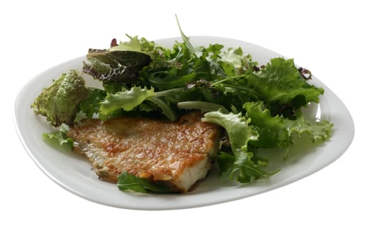 Fried fish with salad