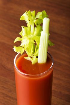Tomato juice, bloody mary on table