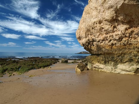 Algarve coast at low tide the ocean 
