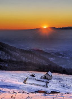 sunset on the high altitude mountain/ high altitude sunset