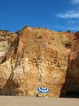 Colorful rock cliffs of the Algarve in Portugal