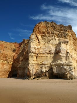 Colorful rock cliffs of the Algarve in Portugal