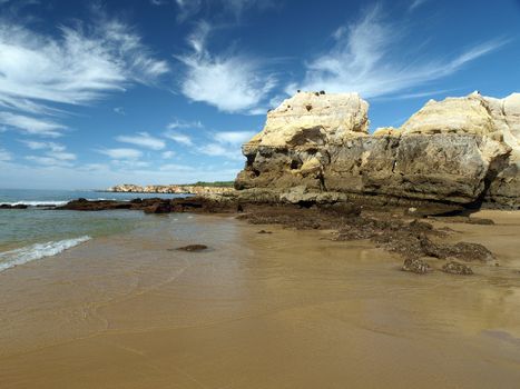 Colorful rock cliffs of the Algarve in Portugal