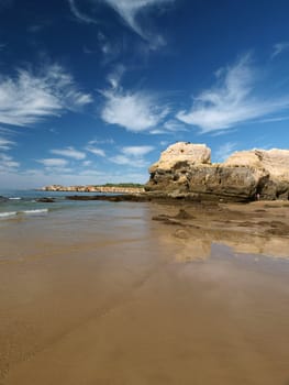 Colorful rock cliffs of the Algarve in Portugal