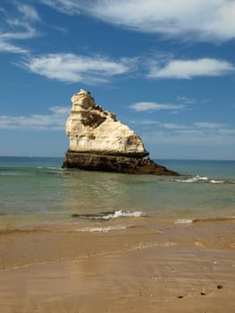 A lonely rock in the ocean. The effect of erosion