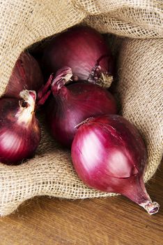 Red onion in bag