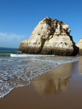 Colorful rock cliffs of the Algarve in Portugal