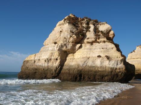 Colorful rock cliffs of the Algarve in Portugal
