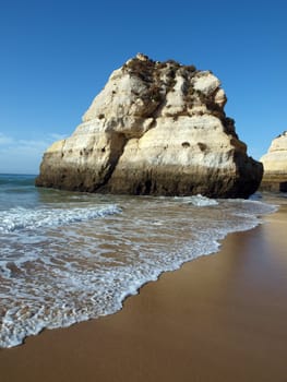 Colorful rock cliffs of the Algarve in Portugal