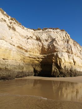 Colorful rock cliffs of the Algarve in Portugal