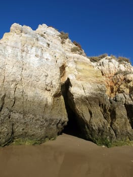 Colorful rock cliffs of the Algarve in Portugal