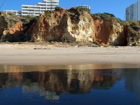 Colorful rock cliffs of the Algarve in Portugal